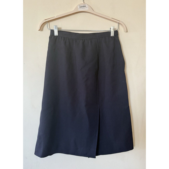 YSL SAINT LAURENT Rive Gauche Paris 100% Wool Midi Black Slit Skirt US 6 EU 42 - Picture 1 of 16